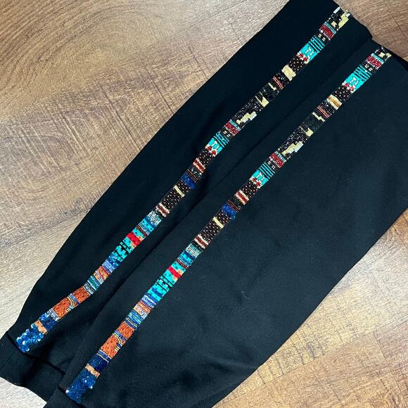 Louis Feraud Black Pencil Skirt Size 44 Colorful Side Stripe Detail - Picture 7 of 13